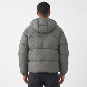 Custom Men's Hooded Puffer Jacket <b>Warm</b> Quilted Winter Coat Insulated Outdoor Casual <b>Clothing</b> Embroidery Front Reversible - Product Image 4