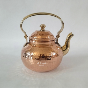 Luxury Hammered Copper <b>Tea</b> <b>Kettle</b> with Brass Handle Traditional Pure Copper Stovetop Teapot Antique Style Handcrafted Coffee Pot - Product Image 1