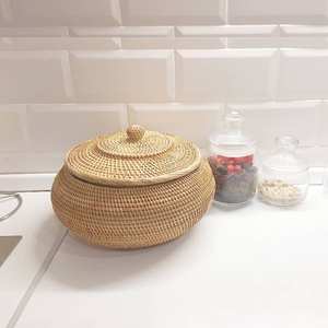 Lowest cost rattan jars stylish <b>storage</b> <b>container</b> for <b>kitchen</b> bathroom sustainable braided jar box - Product Image 4