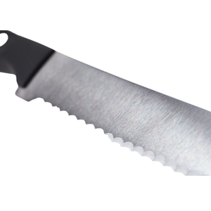 Cuchillo multiusos serrado de 4.5 pulgadas con hoja de acero inoxidable y mango negro con triple remache para pan, frutas, sándwiches y uso en cocina - Product Image 6