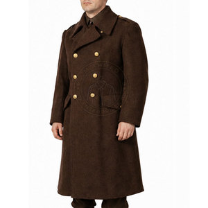 Trench-coat léger, écologique et respirant en tissu coton/laine lisse, col carré, simple, boutonnage frontal - Product Image 2