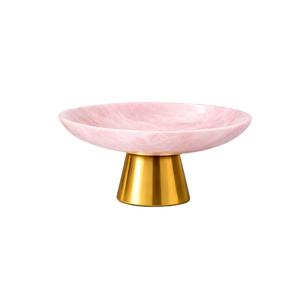 Elegantes Cuencos Decorativos de Resina Rosa con Base Dorada, Decoración de Lujo para el Hogar, Juego de Cuencos para Centro de Mesa de Comedor para Sala de Estar - Product Image 1
