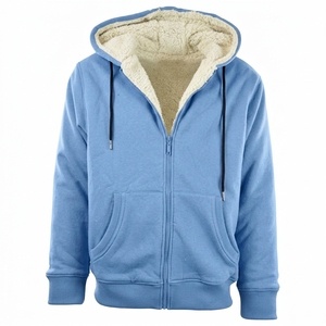 Sweat-shirt à capuche zippé pour homme, doublure polaire, décontracté, coupe classique, couleur unie, tricoté en polyester et coton, idéal pour l'hiver - Product Image 3