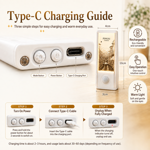CALA Taiwan Landmark Safety <b>Motion</b> <b>Sensor</b> <b>Light</b> Magnetic Type-C Rechargeable Warm White <b>LED</b> Decorative Lamp - Product Image 3