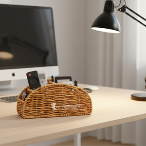 Multi-Compartment Rattan <b>Desk</b> Organizer Natural Fibers Office & Home Storage Rack-Wholesale - Product Image 4