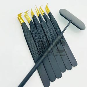 Nouveau noir avec pince à épiler d'extension à pointe dorée et miroir de forme carrée pince à cils en vison haute demande de meilleure qualité durable - Product Image 1