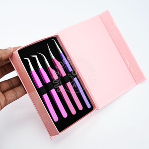 Pince à épiler à poignée diamantée pour extension de cils méga volume Extension de cils DIY pince à épiler pour cils 90 degrés - Product Image 1