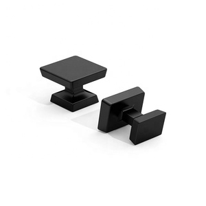 Pomo Cuadrado Moderno de Latón para Muebles, Diseño Minimalista, Herraje Duradero para Cajones de Cocina y Armarios, Tiradores de Muebles con Acabado Negro Mate - Product Image 1