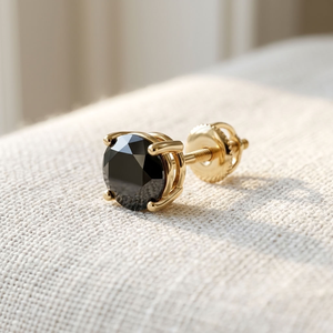 Pendientes de Oro de 18K con Perla de Agua Dulce Certificada IGI y Diamante Negro, Chapados en Oro, con Engaste de Garra Redonda, Joyería Unisex para Compromiso, Regalo - Product Image 3