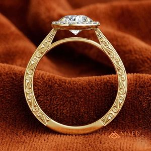 Round Cut Halo Moissanite Engagement Ring Rose Gold Plated Luxury for Women Elegant Wedding Anniversary Party Gift - Product Image 3