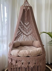 Handmade Macrame <b>Swing</b> Chair: Boho Cotton <b>Hammock</b>, Hanging Rope Chair - Product Image 2