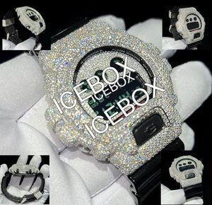 Montre de luxe personnalisée avec boîtier en moissanite glacée, diamants en moissanite VVS1, acier inoxydable, verre, bracelet à fermoir résistant à l'eau 10 bars - Product Image 4