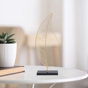 Escultura de Hoja de Hierro Metálico para Decoración del Hogar con Base de Madera, Pieza de Arte Moderna para Mesa, Adorno de Hoja para Sala de Estar u Oficina - Product Image 6