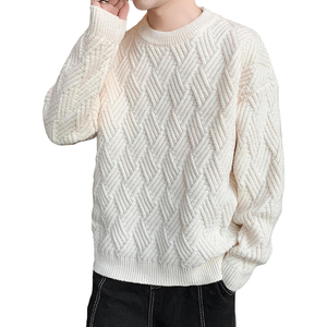 เสื้อสเวตเตอร์คอกลมถักลายเคเบิ้ลสำหรับผู้ชาย สีน้ำตาลล้วน แขนยาว ผลิตจากอะคริลิก 100% ป้องกันการเป็นขุย เหมาะสำหรับใส่ในฤดูหนาว - Product Image 6