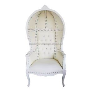 Chaise à baldaquin blanche de style victorien, rembourrée, avec structure en bois massif, mobilier de jardin extérieur, assise confortable - Product Image 3