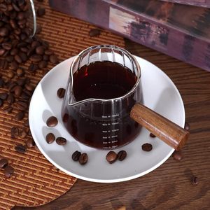 Tazza dosatrice per espresso da 6 oz, tazze in vetro per espresso con manico in legno, tazza per montare il latte, tazza per caffè, latte, tè o sciroppo d'acero - Product Image 2