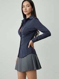 Camisa de Manga Larga a Rayas para Mujer, Cuello Clásico con Botones, Corte Regular, Blusa de Popelina, Ropa de Oficina - Product Image 4