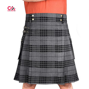 Jupe trapèze en laine à carreaux pour femme, fabriquée au Pakistan, longueur genou, avec poches, taille ajustable, style automne - Product Image 6