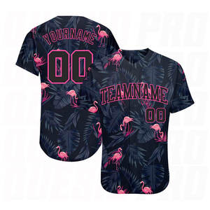 Maillot de baseball unisexe personnalisé 100% polyester, impression sublimée, motif flamant rose, manches courtes, uniforme d'été pour adultes - Product Image 1