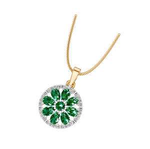 Colgante de pétalos de oro blanco de 14K/18k, corte de pera, Esmeralda verde, racimo de diamantes naturales, collar de piedra natal de mayo, colgantes finos, dijes - Product Image 6