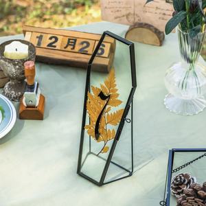 <b>Antique</b> Handmade Square Brass <b>Frame</b> With Pressed Flowers And Home Definition Inlay Glass Display Hanging Decoration - Product Image 5