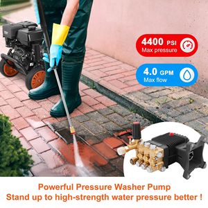 ปั๊มลูกสูบแบบสามสูบแนวนอน 4400 PSI 4 GPM สำหรับเปลี่ยนใช้กับเครื่องฉีดน้ำแรงดันสูง ชุดอุปกรณ์ทำความสะอาดแรงดันสูง อะไหล่ปั๊มพ่นแรงดันสูง - Product Image 3