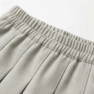 Falda Plisada hasta la Rodilla para Mujer, Cintura Elástica, Color Sólido, Tejido de Tela, Estilo Cómodo para Todas las Temporadas - Product Image 4