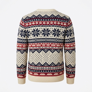 Pull ras du cou en coton jacquard Fair Isle pour homme, motif coloré nordique, respirant, chaud, tricot décontracté, OEM ODM, vente en gros, usine, logo personnalisé - Product Image 3