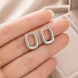 Mini u Shape Square Tube <b>Huggie</b> Geometric Fine Hoop Earrings - Product Image 2