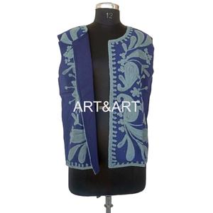 Veste courte Suzani pour femme, style bohème, broderie florale, coton réversible écologique, pour mariage, demoiselle d'honneur - Product Image 5