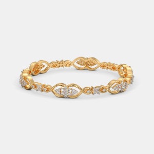 Gold Diamond <b>Infinity</b> Leaf Link Designer Bangle With Floral Motif Pattern - Product Image 1