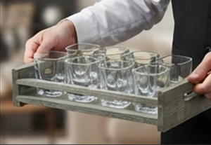 Elegant Wooden Shot Glass Holder Rectangular Rustic Style <b>Storage</b> <b>Rack</b> For Kitchen Tableware Durable Single Tier Design - Product Image 4