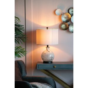 Lampada da tavolo in vetro bianco e grigio 14x14x23 - Product Image 6