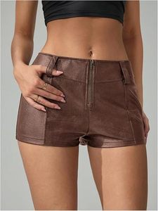 Wholesale Custom Women's Faux Leather Mini <b>Shorts</b> High Waist Vegan Leather Clubwear Fashion <b>Shorts</b> Manufacturer - Product Image 3