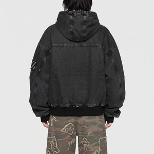 Sudaderas con capucha para hombre con cremallera, lavado ácido, 100% algodón, básicas, oversize, desgastadas, de corte holgado, unisex, al por mayor, personalizadas - Product Image 2