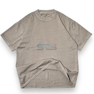 T-shirts d'été pour hommes de haute qualité en mélange polyester/coton, coupe classique, noirs, style tendance, tissage uni, 200g, impression vierge sur le devant - Product Image 4