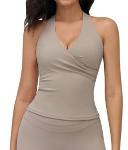 Débardeur uni pour femme, décontracté, sans manches, séchage rapide, en spandex, col en V, doux, respirant, vêtement de mode confortable, pas cher - Product Image 1