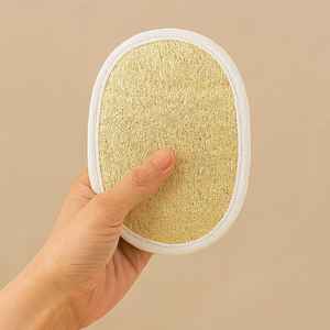 Éponge exfoliante pour le corps en loofah et éponge naturelle avec sangle de maintien |   Éponge exfoliante pour le bain et la douche, écologique |   Spa biodégradable - Product Image 1
