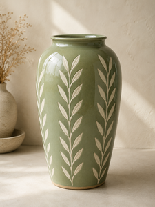 Vase de sol en céramique côtelée, vase de table en porcelaine, pot à gingembre de couleur unie pour la décoration du salon et de l'entrée - Product Image 2
