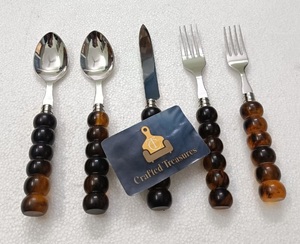 Eco Materials Flatware <b>Set</b> With Resin Handle 18/<b>8</b> Stainless Steel <b>Dinnerware</b> Tableware Home Decor 5-Piece Flatware Cutlery <b>Set</b> - Product Image 3