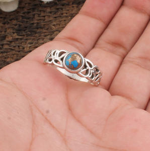 Natural Blue Copper Turquoise Bezel Setting 925 Sterling <b>Silver</b> Classic <b>Statement</b> Jewelry Oval <b>Ring</b> Women Boho Wholesale - Product Image 1