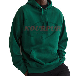 เสื้อฮู้ดดี้ผู้ชายสีเขียว ผ้าฝ้าย 100% เฟรนช์เทอร์รี่ สไตล์ลำลอง มีกระเป๋า ทรงโอเวอร์ไซส์ เหมาะสำหรับใส่ในฤดูใบไม้ร่วง - Product Image 4