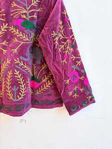 Exclusive Suzani <b>Velvet</b> Reversible Windproof Heated Breathable Stand Winter <b>Jacket</b> Hand Embroidered Regular Coat Boho Artisanal - Product Image 6