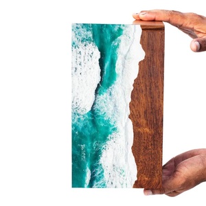 Handcrafted Rosewood Cremation Urn Ocean Wave Resin Art for human madium size 9x5.5 inches urn <b>box</b> - Product Image 4