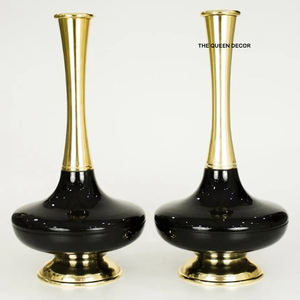 Jarrón de Flores Redondo de Aluminio, Elegante y Personalizado, con Acabado Dorado y Negro, de Aspecto Único e Increíble - Product Image 1