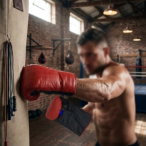 Professional <b>Leather</b> Heavy Bag Boxing <b>Gloves</b> | High-Density Shock Absorption MMA Martial Arts Training <b>Gloves</b> Half - Product Image 5