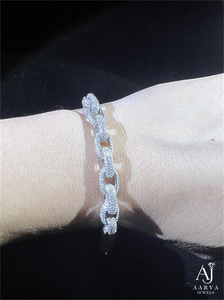 925 Sterling Silver Moissanite Cuban Link Chain <b>Bracelet</b> with Claw Set Brilliant Cut Unisex Hip Hop Style for Gift Occasions - Product Image 5