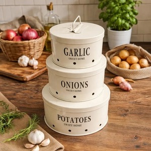 Stackable Cylinder Metal Kitchen <b>Canister</b> <b>Set</b> with Metal Lids Vintage Design Handcrafted Freshness Preservation for Food Storage - Product Image 2