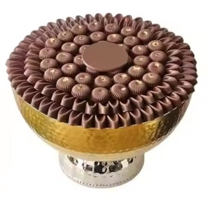 Vajilla Moderna Ecológica, Tazón para Servir Dulces de Chocolate, Tazón de Chocolate de Metal de Primera Calidad con Diseño Floral y Acabado Dorado - Product Image 3