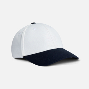 Casquette de baseball unisexe blanche à 6 panneaux avec sangle réglable marine et boucle en cuivre doré, design uni décontracté pour adultes - Product Image 1
